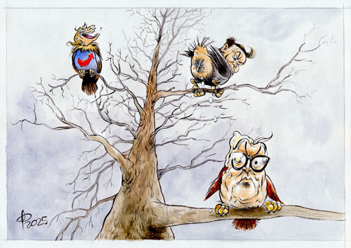 Kackvogel trifft Bundes-Uhu  Paolo Calleri